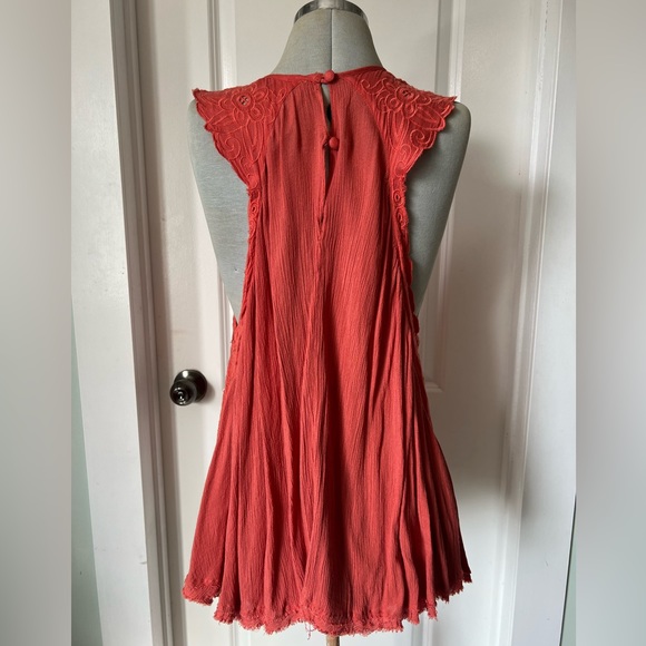 FREE PEOPLE Abbey Lane Cutout Top Papaya NWT Sz medium - Picture 3 of 6